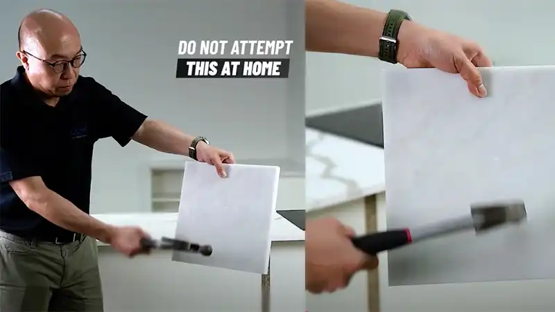 Impact Test on Think Solid Surface Benchtop